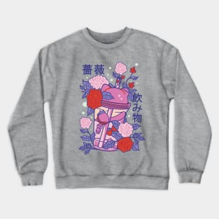 Kawaii Japanese Floral Cat Bubble Tea Crewneck Sweatshirt